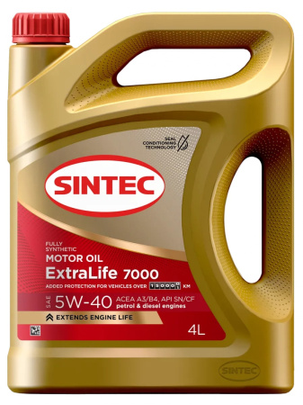 Масло моторное Sintec EXTRALIFE 7000 5W40 API SN/CF ACEA  A3/B4 4л