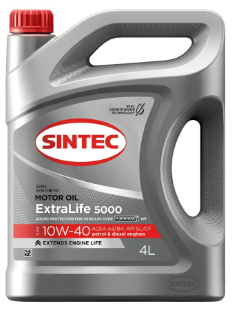 Масло моторное Sintec EXTRALIFE 5000 10W40 API SL/CF ACEA  A3/B4 4л