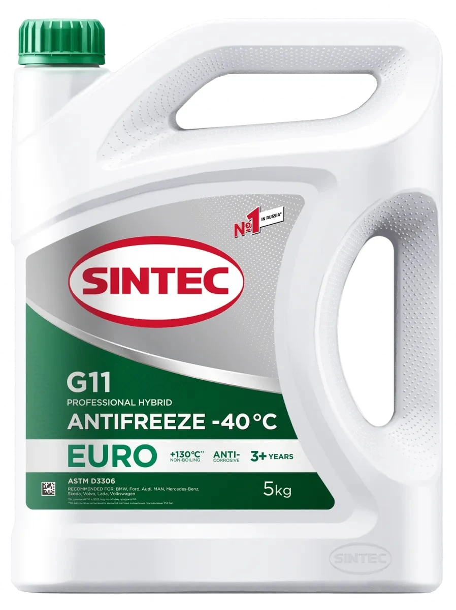 Антифриз Sintec EURO G11 зеленый 5кг — фото товара