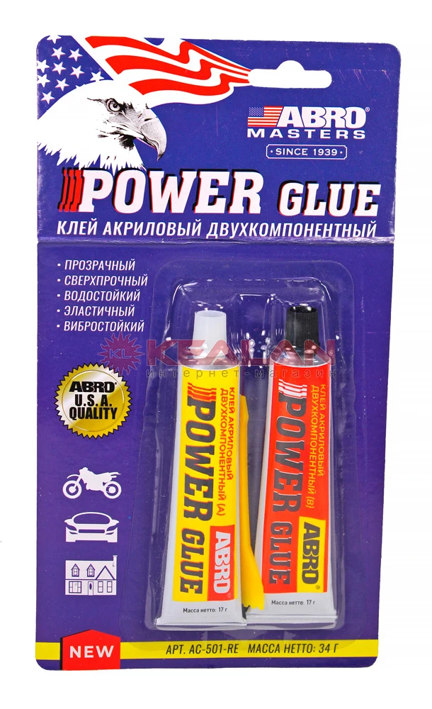 AC501RE ABRO Клей акриловый двухкомпонентный 34г купить в Пензе