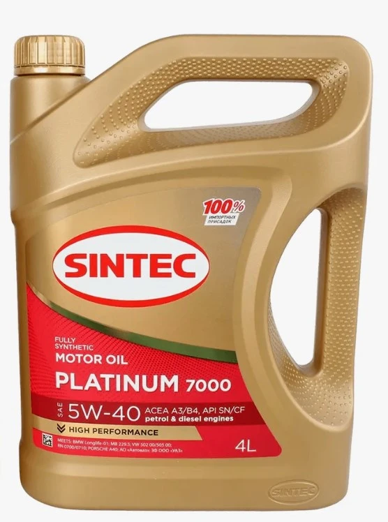 Масло моторное Sintec PLATINUM 7000 5W40 API SN/CF ACEA A3/B4 4л