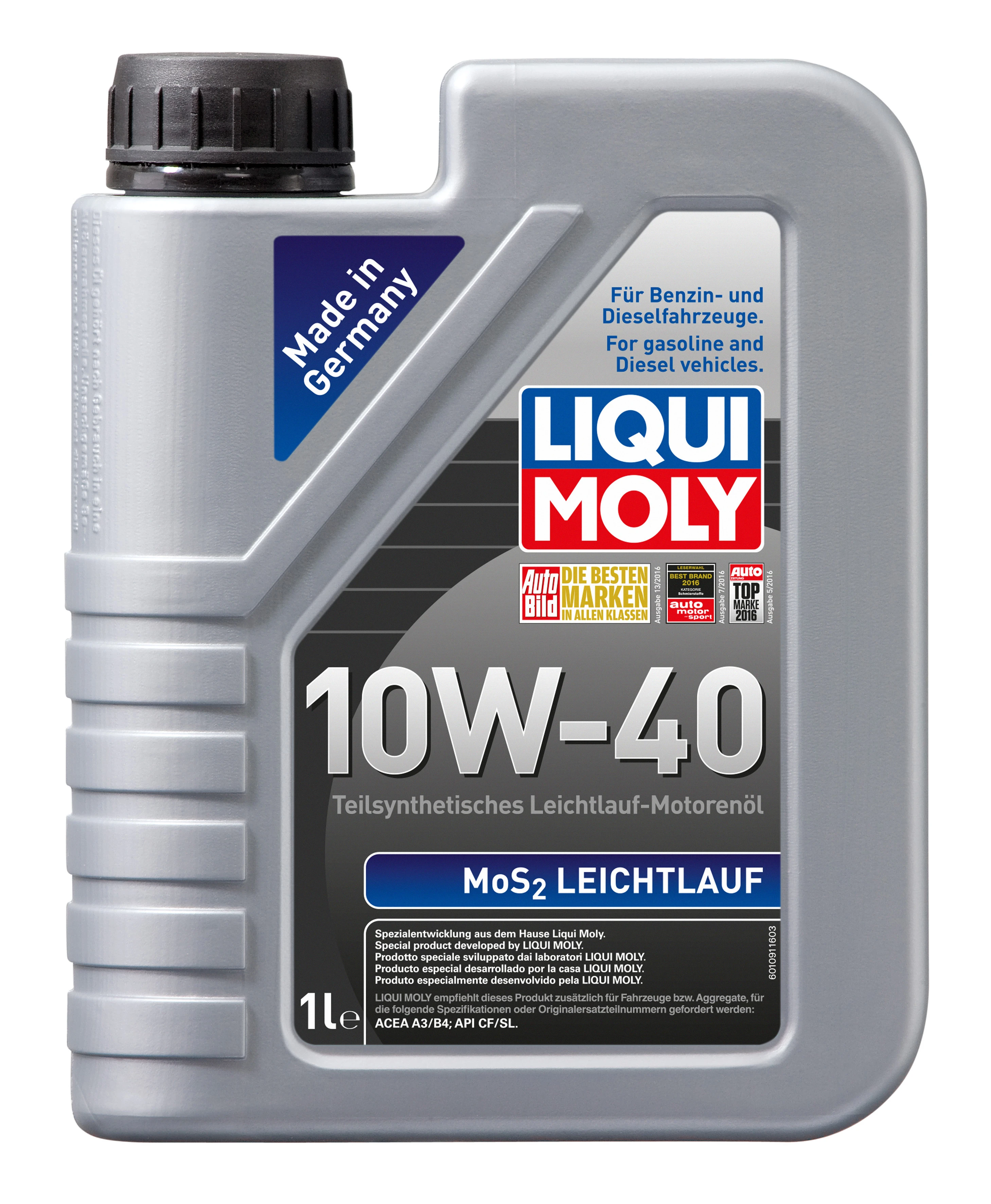 Масло моторное LIQUI MOLY MoS2 Leichtlauf 10W40 SL/CF;A3/B3 1л