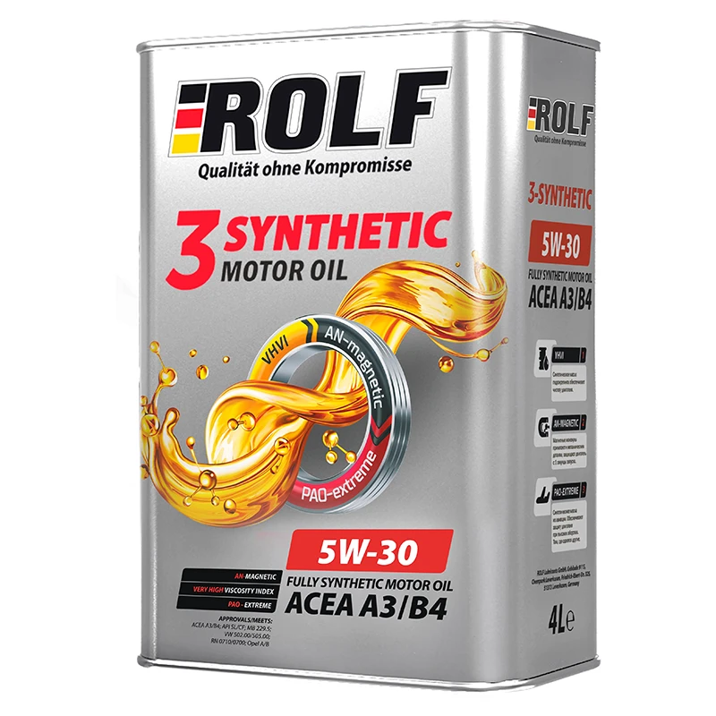 ROLF 3-SYNTHETIC  SAE 5W-30, ACEA  A3/B4 синтетика кан. 4л