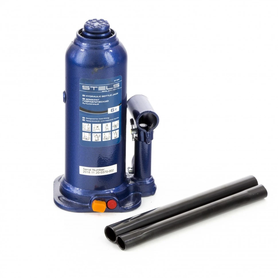51164 Домкрат гидравлический бутылочный 6т h подъема 207-404мм Stels