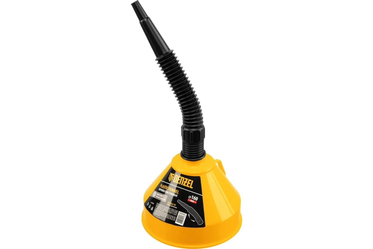 Воронка пластиковая 160 мм с металлическим ситом и гибким наконечником Denzel 537206