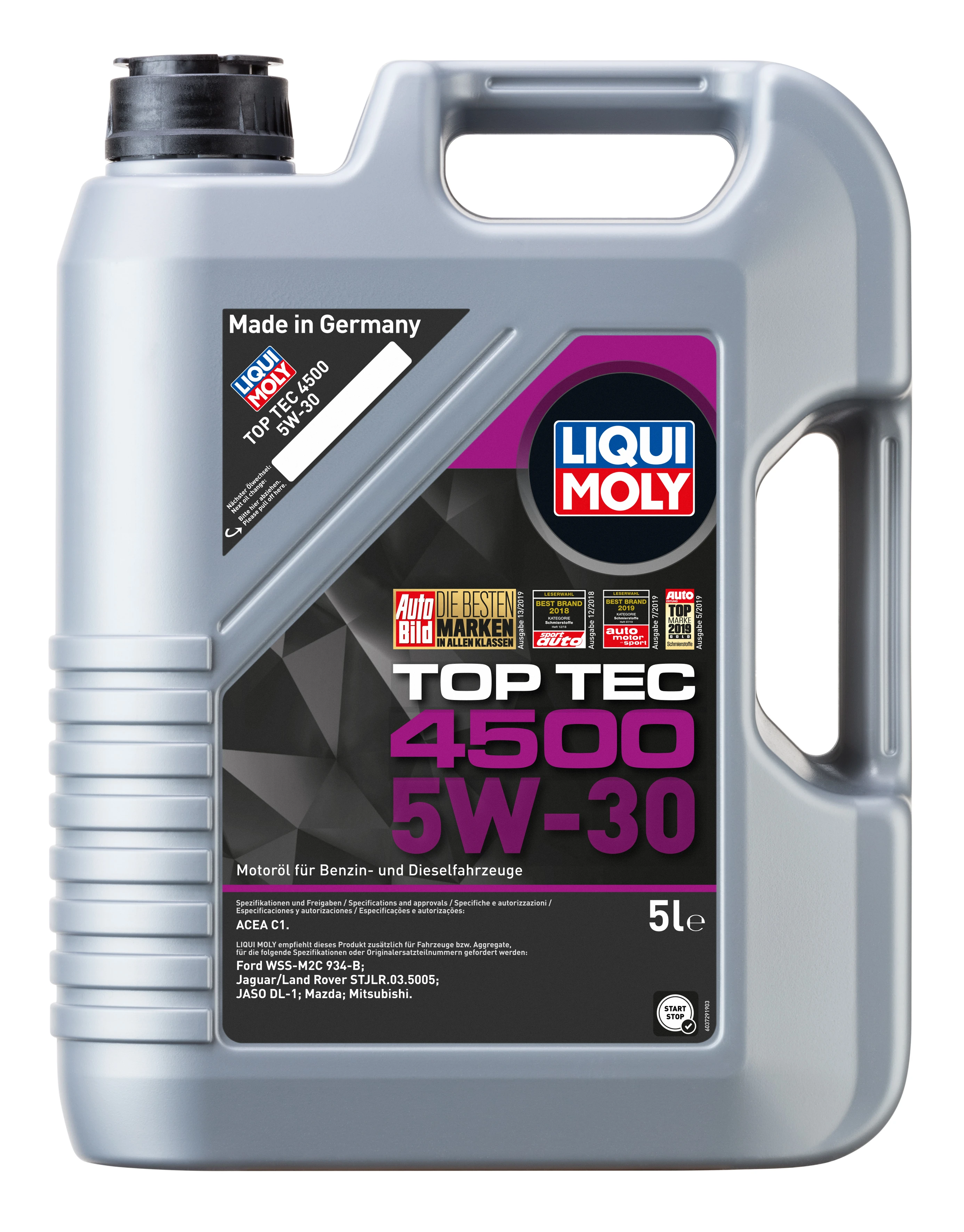 Масло моторное LIQUI MOLY Top Tec 4500 5W30 С1-08 5л - купить с доставкой по РФ в магазине Мега Ойл