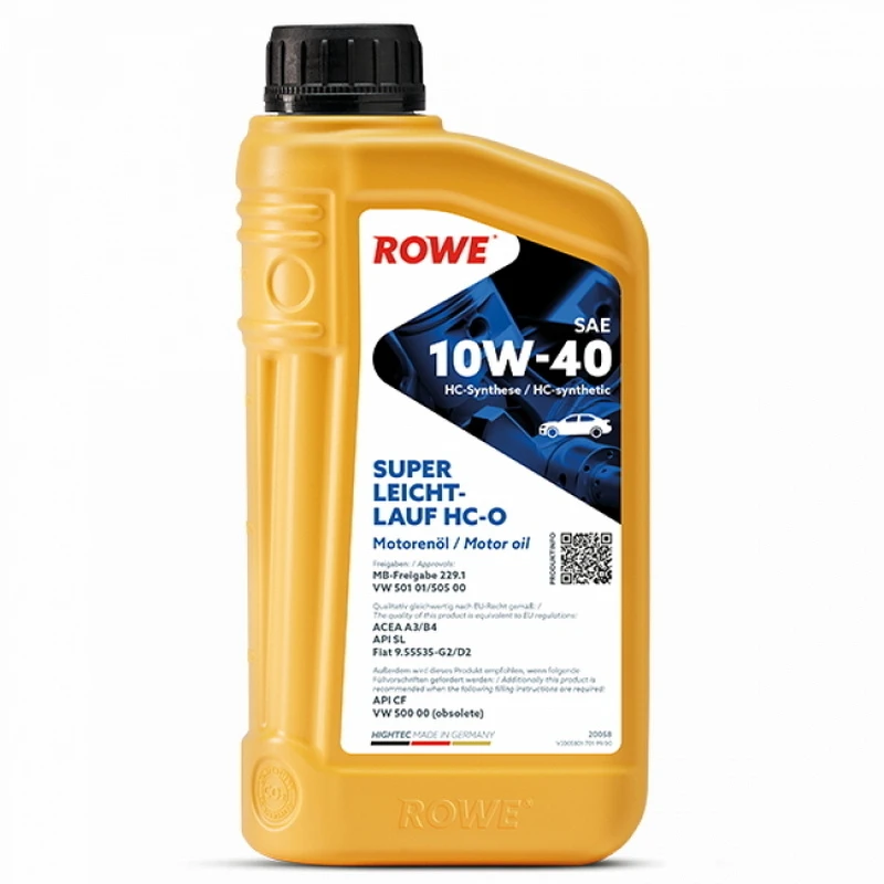 Масло моторное ROWE Hightec super HC-O SL/CF A3/B4 10W40 1л