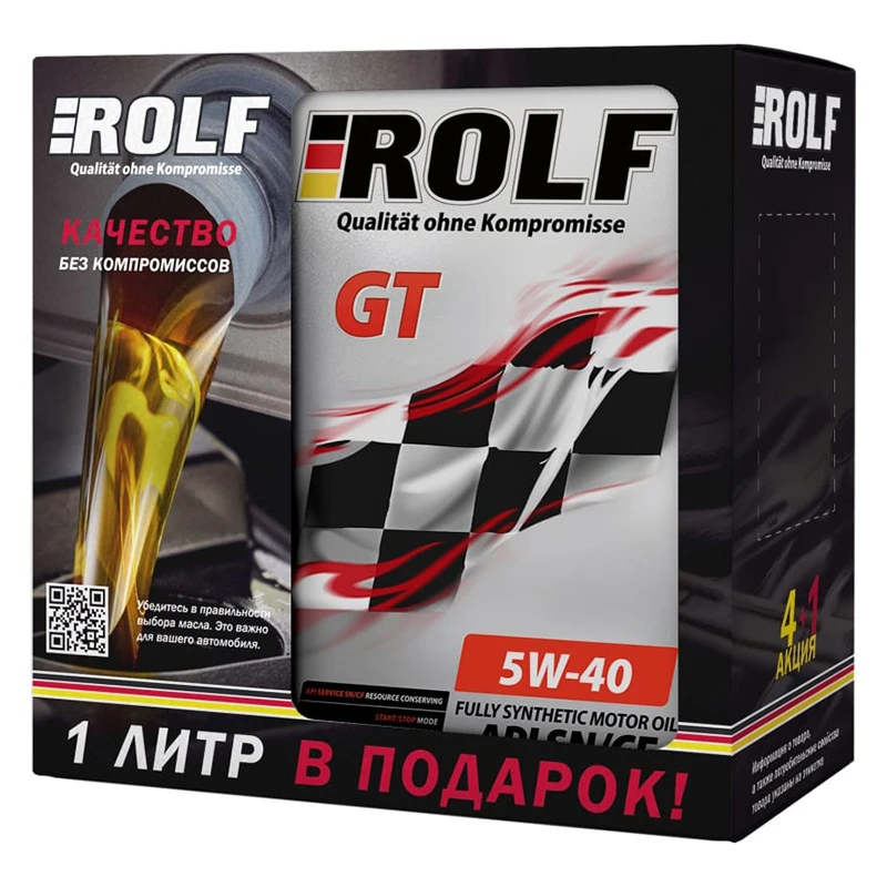 Масло моторное ROLF GT 5W40 A3/B4 5л (АКЦИЯ 4+1)
