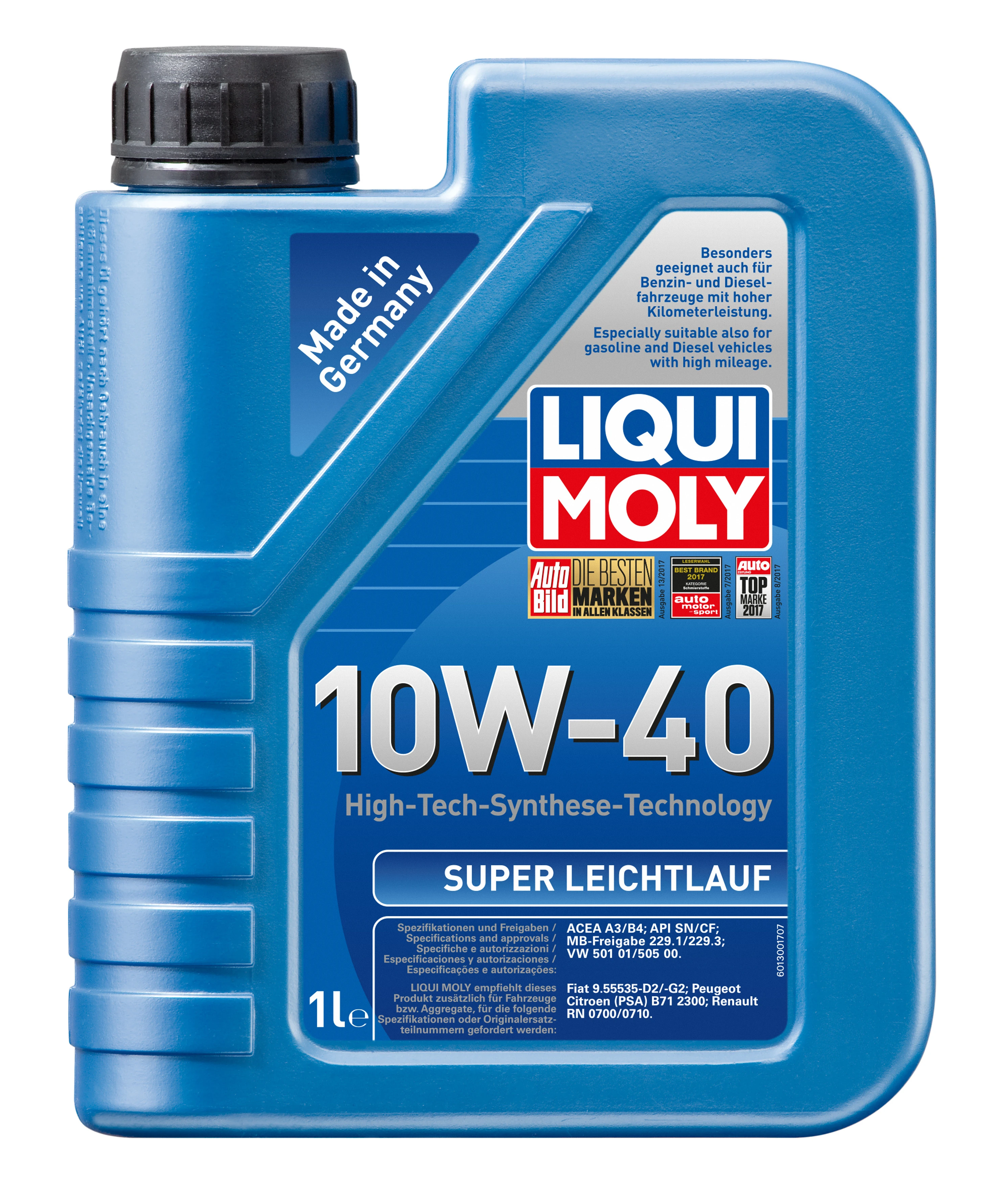 Масло моторное LIQUI MOLY HC-cинт Super Leichtlauf 10W40 SL/CF/EC; A3/B3 1л