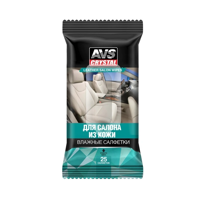 A78498S AVS Влажные салфетки для салона из кожи 25 шт 