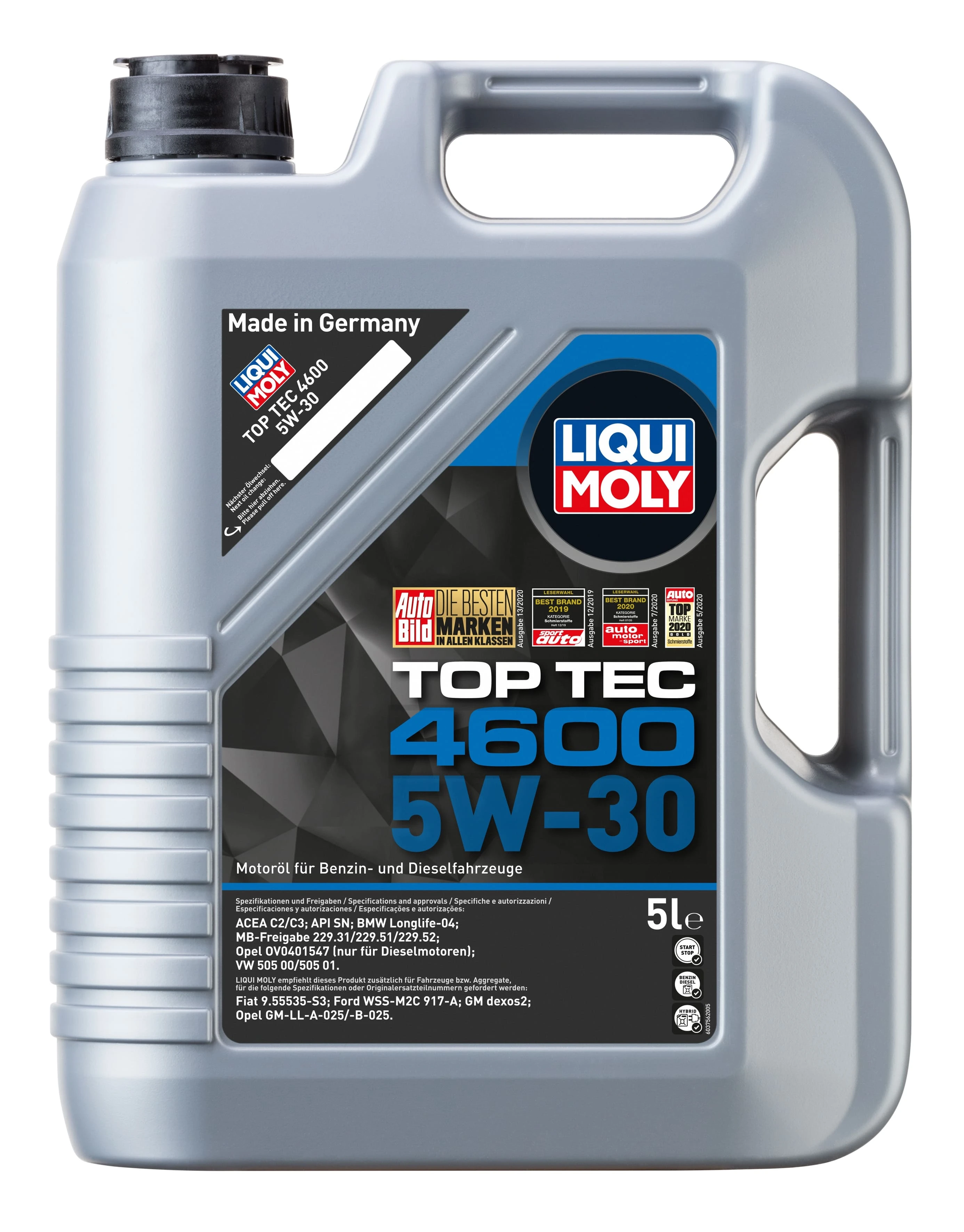 Масло моторное LIQUI MOLY Top Tec 4600 5W30 SN/CF;C3 LM 5л