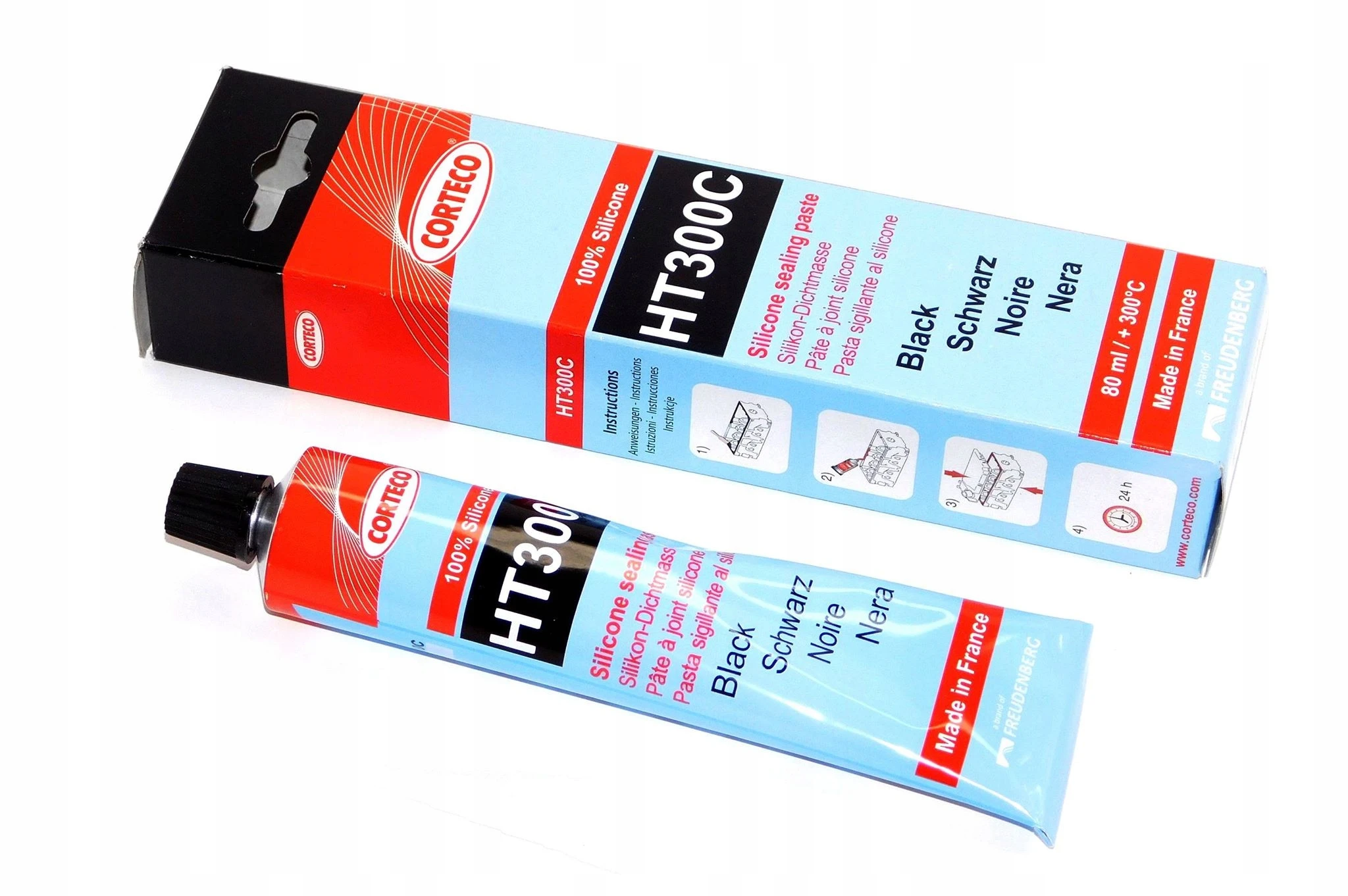 Герметик-прокладка высокотемпературный CORTECO черный +300С/80ml (HT300C) купить в Пензе