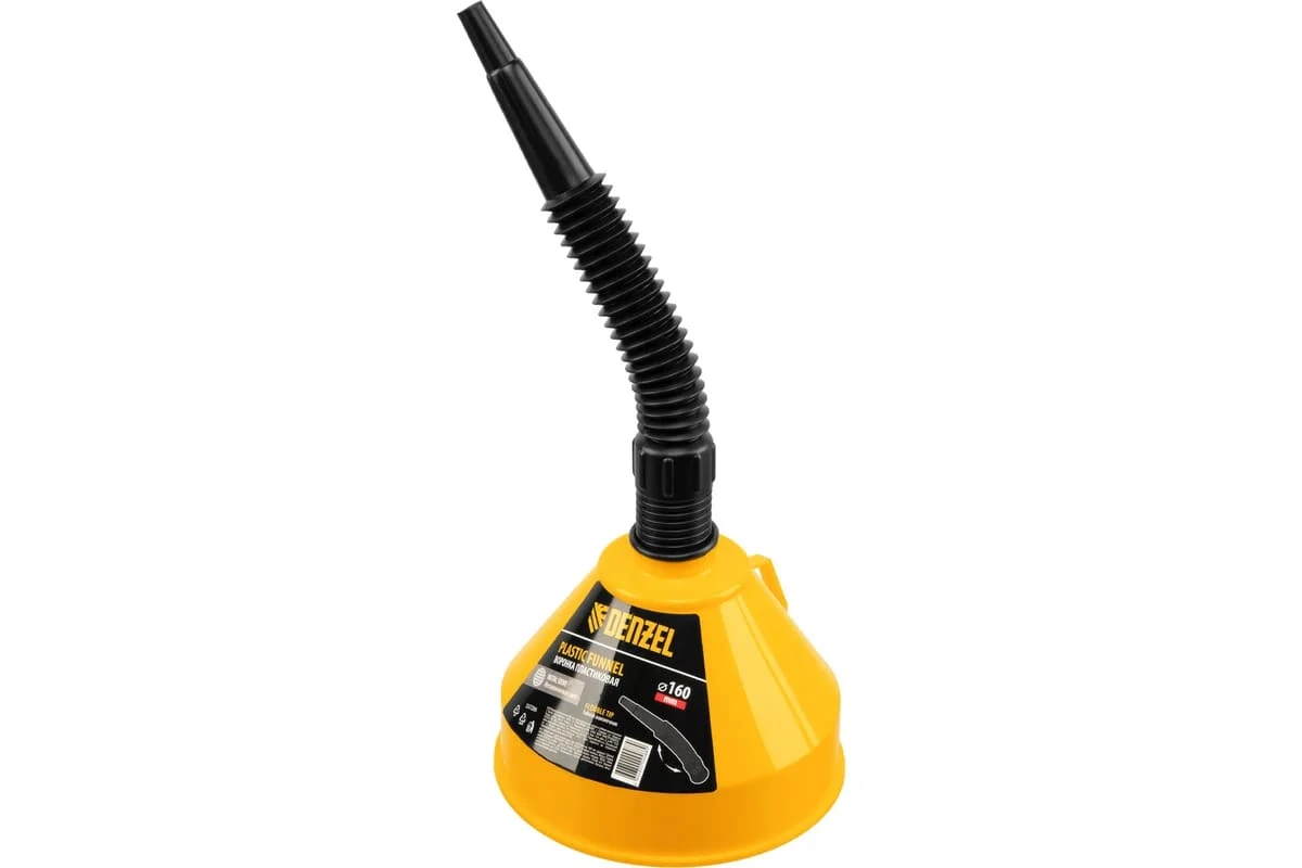 Воронка пластиковая 160 мм с металлическим ситом и гибким наконечником Denzel 537206