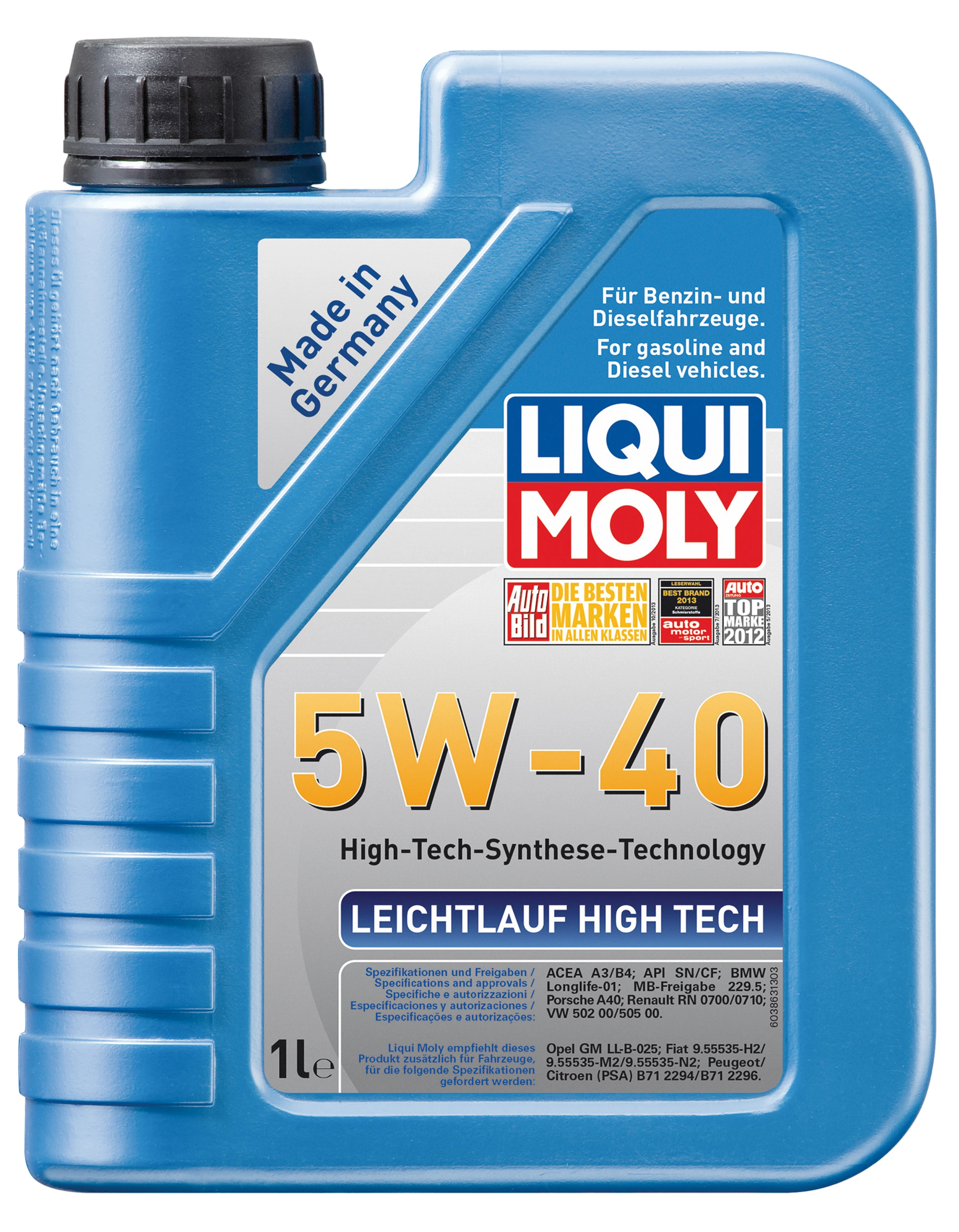 Масло моторное Leichtlauf High Tech 5W-40 SN/CF; A3/B4 LiquiMoly (1 л) арт. 8028