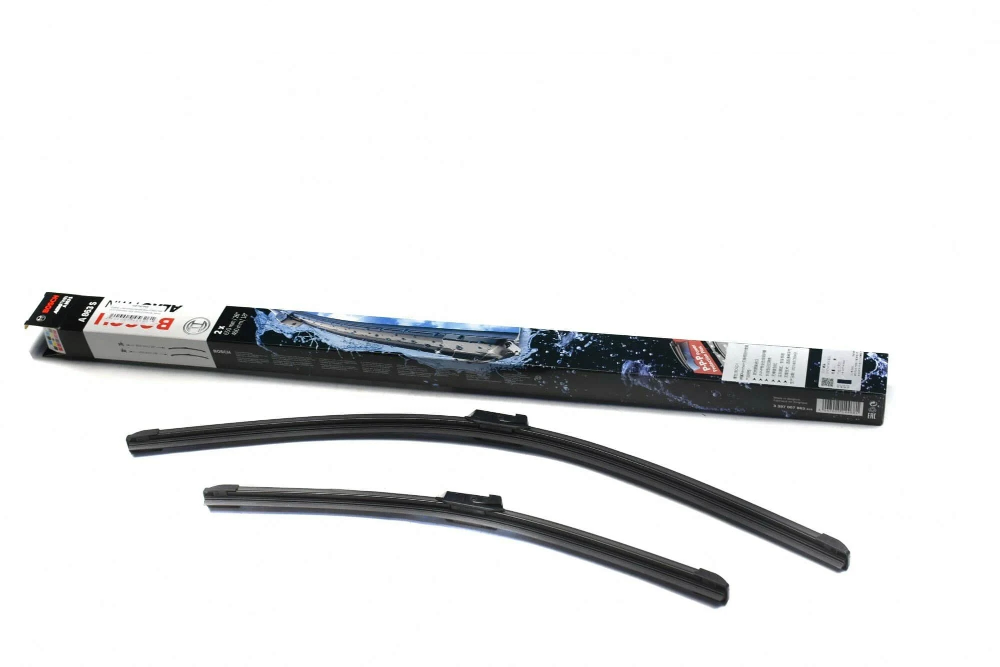 Щетки стеклоочистителя бескаркасные 650/450мм (к-т) BOSCH AEROTWIN A863S