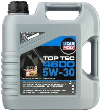 Масло моторное LIQUI MOLY Top Tec 4600 5W30 SN/CF;C3 4 л