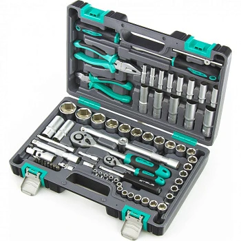 Набор инструментов,Stels 1/2", 1/4", CrV, пластиковый кейс 69 предм.14108 