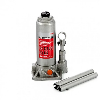 50775 Домкрат гидравлический бутылочный 4т h подъема 194-372мм Matrix в пласт.кейсе