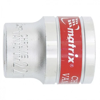 Головка торцевая,Matrix 22 мм, 6-гранная, CrV, под квадрат 1/2"хром 13122